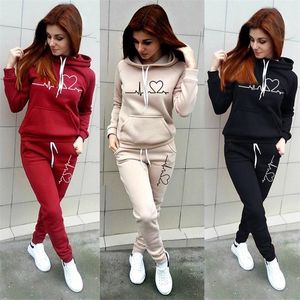 Two Piece Set Women Hoodies and Pants Female Tracksuit Hooded Sweatshirt Causal Autumn Spring Outfits Suit Clothes Size S-4XL 220315