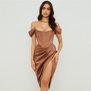 Casual Dresses High Quality Satin Bodycon Dress Women Party 2021 Ankomster Midi House of CB Celebrity Evening Club