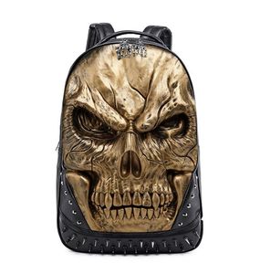 3D-geprägter Totenkopf-Rucksack für Männer, einzigartige Originalität, Nietenpersönlichkeit, coole Rock-Laptop-Schultasche für Teenager-Handtaschen