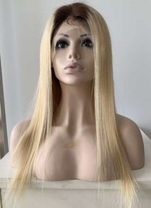 100 Malaysian Virgin Human Hair Siwss lace Front Wig 20 inches Ombre Color 4/613 Blonde Full Lace Wigs Fast Express Delivery