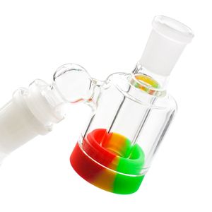 Best Design 14MM-14MM Glass Ash Catcher with 10ML Silicone Container for smoking glass bong water pipe glass ashcatcher free shipping