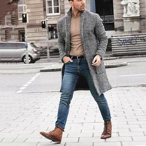 Moda Streetwear Erkekler Uzun Mont erkek Kış Sıcak Palto Yün Ceket Siper Dış Giyim Peacoat Uzun Ceket Tops