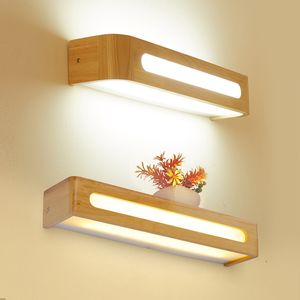 Modern Japon tarzı LED meşe ahşap duvar lambaları İskandinav katı ahşap ayna ışığı yatak odası banyo duvar ışıkları