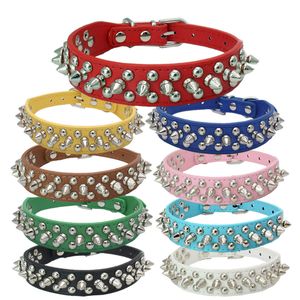 Dog Collars Metal Leather Bullet Studded Dogs Pet Collar Necklace Spiked Strap for Small Medium Large Dogs