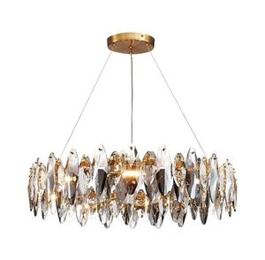 Ny modern kristall ljuskrona för vardagsrum lyxig heminredning belysningsarmaturer runda guld LED cristal lamp glans