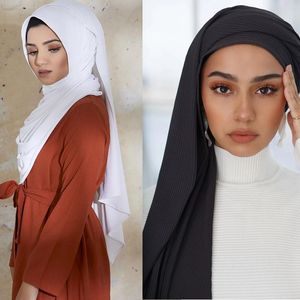 NEU Gerippter Jersey-Schal für Damen, muslimische, dehnbare Hijabs, hochwertige Schals
