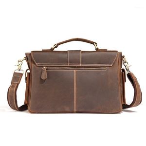 Briefcases YourSeason 2021 Crazy Horse Leather Briefcase Mens Business Bag Hard Man Handbags Crossbody Shoulder Bags Solid Color1