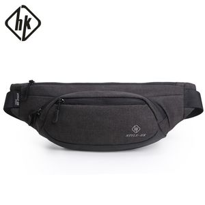 HK Fanny Pack мужчины черные водонепроницаемые пакеты талии для модной сигареты чехол для телефона деньги ремень ремень путешествия Безопасность кошелек кошелек 220119