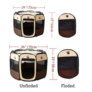 Portable Folding Pet Tent Dog House Utomhus Kennels för Små Stora Hundar Fällbar PlayPen Inomhus Valp Bur Pet Dog Crate Room LJ201204