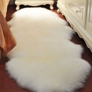 Washable Soft artificial Rug with Sheepskin Fur Floor Mats Imitation Wool Rug for Kids Room Rug for Living Room Chair Seat Cover 201228