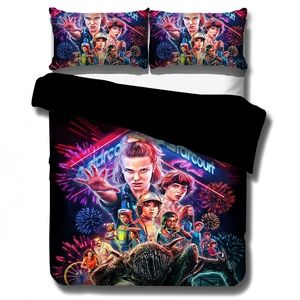 3D Stranger Things Bedding Set Duvet Covers Pillowcases Science Fiction Movies Trösterbettbettbett Leinen (No Sheet) 201210