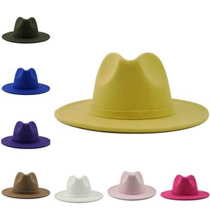 Autunno Inverno Panama Cap cappelli Uomo Donna Lana a tesa larga Feltro Jazz Cappelli Fedora Stile britannico Trilby Party Cappellini formali Abito Cappello regalo