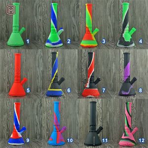 wholesale Silicone Water weeding Pipes Silicon Bubbler Bong Recycler Dry Herb Dab Wax Rig Tobacco Smoking Burner Pipes With 14mm Glass Bowl