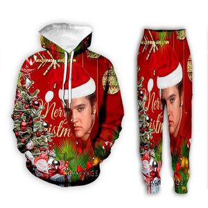 Neue Männer/Frauen Weihnachten Funny 3D Print Modetracksuiten Crewneck Hip Hop Sweatshirt und Hosen 2 PCs Set Hoodies TZ011