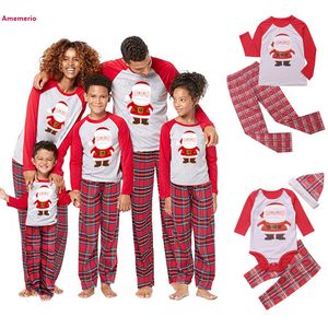 2020 Famiglia di corrispondenza Abiti Natale Pigiama PJs Imposta Bambini Adulti Sleepwear Abbigliamento da notte Abbigliamento Famiglia Casual Santa Vestiti Set LJ201111