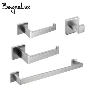 Wholesale Brushed Gold Wall-mount Stainless Steel Clothes hook Toilet Paper Holder Towel Bar Hardware Bathroom Accessories LJ201209