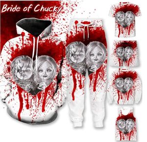 2022 Nova moda Filme de Terror Chucky Homens Mulheres Impressão 3D Estilo Harajuku Camiseta/moletons/Camisolas/calças/shorts/colete