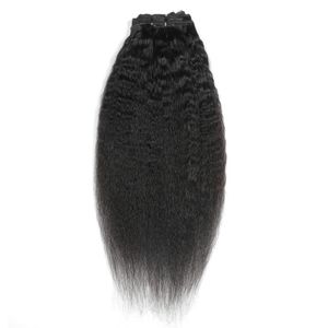 Peruvian Human Hair Kinky Straight 8-24inch Clip-in Hair Extensions Natural Color Yaki Clip On Hair Products 120g