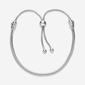 Braccialetti in argento 925 per gioielli da donna con ciondoli adatti a catena con serpente, ciondoli con cursore, design alla moda, classico regalo da donna