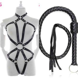 Nxy Sm Bondage Sex Product for Adult Sexy Lingerie Pu Leather Black Set Stage Props Clothing Bdsm Whip Cosplay Accessories Shop 1223