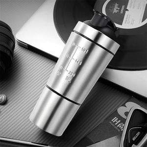 26OZ Detachable Whey Protein Powder Sport Shaker Bottle For Water Bottles Stainless Steel Cup Vacuum Mixer Outdoor Drinkware 201221