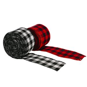 Christmas Ribbons Black Red Buffalo Plaid Ribbon Wedding Xmas DIY Gift Wrapping Fall Crafts Decoration JK2010PH