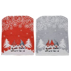 ホットクリスマスツリースノーフレークフェイスレッドの古い椅子カバー赤い灰色の布のスツールバッククリスマスチェアカバークリスマスの装飾T2i51573