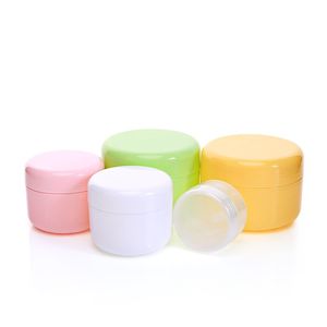 Barattoli di plastica per emulsione in PP Bottiglia riutilizzabile Bianco Rosa Trasparente Verde Giallo Imballaggio cosmetico vuoto Vasi per crema per gli occhi rotondi 20G 50G 100G