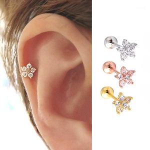 Stud 1PC Of Mini Cute Rose Gold Flower Earrings For Bridesmaid Wedding Party Gift Teen Fashion Cartilage Zircon Ladies Ear Bone