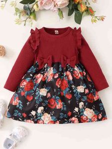 Baby Floral Print Bow Ruffle Dress SHE