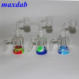 Glass Ash Catcher smoking water pipe Bong Ashcatcher 14 18 joint male female with silicone container for Dab Rig