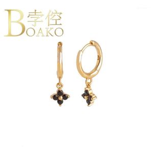 Hoop Huggie BOAKO Orecchini in argento sterling 925 per le donne Fiocco di neve Zircone nero Orecchini Cerchi Orecchini Gioielli di lusso S925 Pendientes1