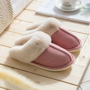 New Women Cotton Slippers Warm Fur Plush Home Winter Indoor Female Non-slip Ladies Flat with Soft Bedroom Footwear Wholesale X1020