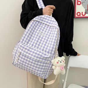 Plecak moda studenci torba na ramię nylonowe plecaki kratowe dla dziewcząt nastolatek 2022 torby szkolne o dużej pojemności z zamkiem błyskawicznym