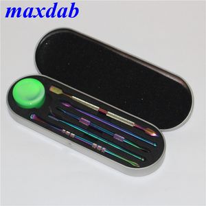 E-Cigarettes Dabber Tool Wax Atomizer Titanium Ручные инструменты Сухой травяной испаритель ручка DABTOOL комплекты силиконовые банку