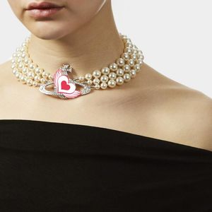 Heißer Verkauf Planetary Heavy Industries Dreischichtige Perlenkette Weibliche Volldiamant-Satelliten-Schlüsselbeinkette Retro-Halskette Brauthochzeit