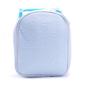 Borsa pranzo materiale Aqua Seersucker 25 pezzi / lotto Borsa frigo all'ingrosso magazzino USA con manico Casseruola Carrier DOMIL106344