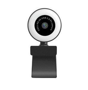 Webcam 2k con microfono Rotatableauto HD Fill Light Web Cam Cam Web Cam Campaned Camera per Youtube Liv