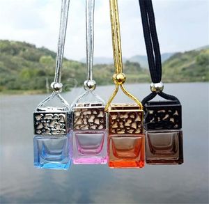 Car Perfume Bottle Hanging Rearview Ornament Air Freshener For Essential Oils Diffuser Fragrance Empty Glass Bottle Pendant DB065