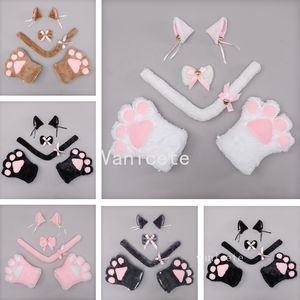 Forniture per feste Peluche Lolita orecchie di animali copricapo accessori orecchio di gatto tornante papillon guanti artiglio di gatto coda di gatto set strumenti Cosplay forniture festiveZC959