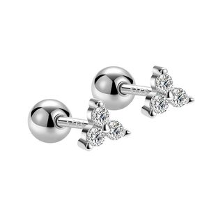 Mode zircon hjärtformade skruvboll studs rostfritt stål tunn stång piercing smycken