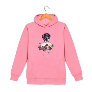Mens DIY Hoodies Cartoon Beauty & Butterfly Print Hoodies Men Women Casual Solid Color Sweatshirts Fashion Autumn Wear