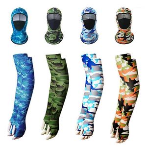 Cycling Mesh CS Breathable Mask +53cm Milk Silk Sunscreen Thumb Sleeve Set Outdoor Headgear Ice Sports Equipment Caps & Masks