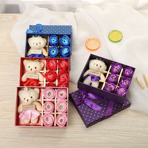 6 Flores de sabão Simulação criativa Caixa de presente de fower rosa box urso de natal dia dos namorados presente w-00640