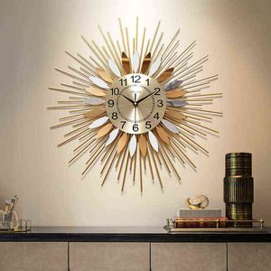 Роскошные металлические настенные часы Nordic спальня цифровые творческие большие золотые настенные часы безмолвная гостиная Зегар украшения дома DG50WC H1230