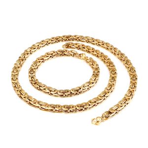 6mm 너비 8 ''+ 20''Thin Silver/ Gold/ Black/ Silver+ Black King Chain Stainless Steel Flat Byzantine Chain Necklace Bracelet Mens 여성 세트