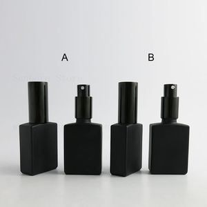 Refillable Travel 1 oz 30ml Matte Black Glass Perfume Bottle With Aluminum Mist Sprayer Lotion Cream Pump 500PCS