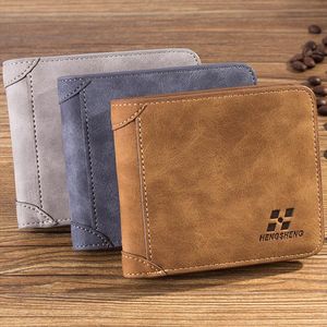 Hot Sale Hengsheng Hot High Quality Men Wallets Vintage Pu Nubuck Skin Short Purse Brand Mens Three Folds Wallet For Man