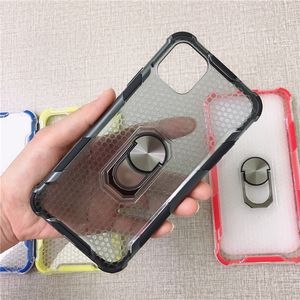 Capa de telefone fosco claro para iPhone 12 11 pro máxima armadura à prova de choque capa capa para iphone xr se xs 8 plus 360holder stand