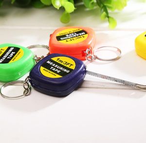 MINI 1M fita métrica com keychain pequena régua de aço portátil puxando réguas fita retrátil mede ccf14082